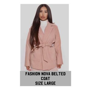 New Fashion Nova soft pink belted coat size large